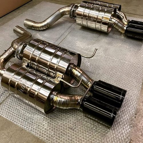 BMW E60 M5 MEISTERSCHAFT TITANIUM MUFFLERS WITH GLOSS BLACK TIPS